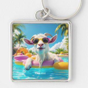 Fantasy Cute Goat Float Glasses Key Ring