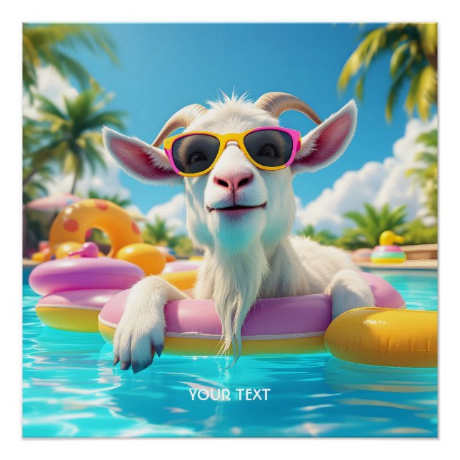 Fantasy Cute Goat Float Glasses Poster (Front)