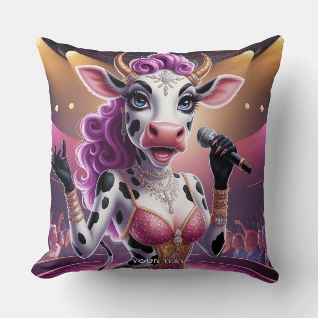 Fantasy Cute Gorgeous Cow Popstar Cushion (Front)