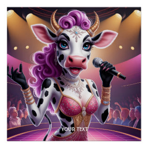 Fantasy Cute Gorgeous Cow Popstar Poster