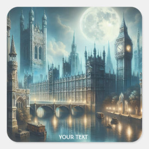 Fantasy Cute Gothic London Night Square Sticker