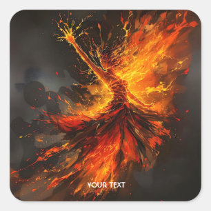 Fantasy Cute Grand Flames Flamenco Square Sticker