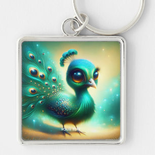 Fantasy Cute  Green Baby Peacock Key Ring