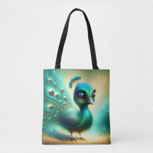 Fantasy Cute Green Baby Peacock Tote Bag