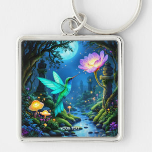 Fantasy Cute Green Bird Flower Key Ring