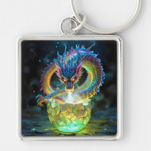 Fantasy Cute Green Dragon Egg Key Ring