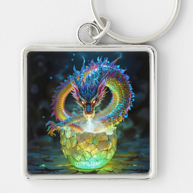 Fantasy Cute Green Dragon Egg Key Ring (Front)