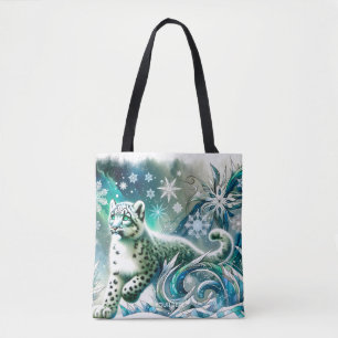 Fantasy Cute Green Eyes Leopard Tote Bag