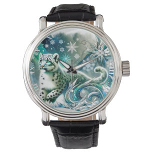 Fantasy Cute Green Eyes Leopard Watch