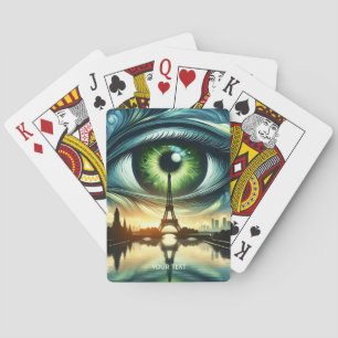 Fantasy Cute Green Eyes Paris Playing Cards