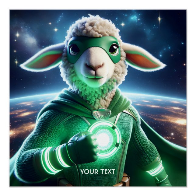 Fantasy Cute Green Super Lamb  Poster (Front)