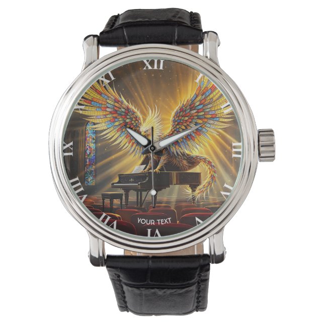 Fantasy Cute Griffon Playing Piano Watch (Front)