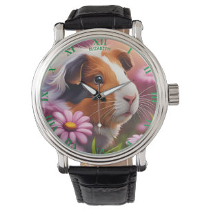 Fantasy Cute Guinea Pig Flowers Watch