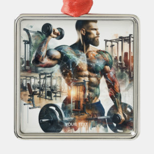 Fantasy Cute Gym Athlete Weight Metal Tree Decoration