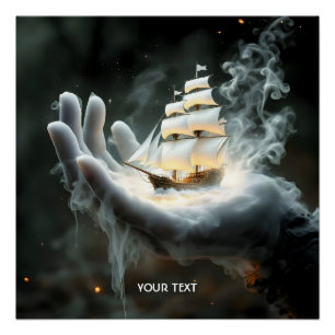 Fantasy Cute Hand Ship Smoke Poster