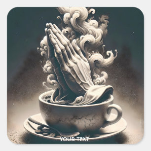 Fantasy Cute Hands Coffee Cup Square Sticker
