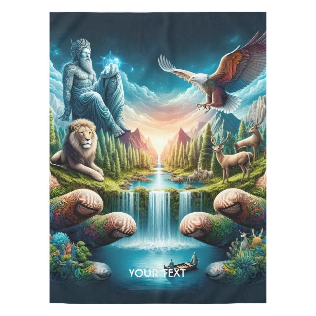 Fantasy Cute Hands Earth Animals Tablecloth (Front)