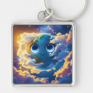 Fantasy Cute Happy Earth Space Key Ring