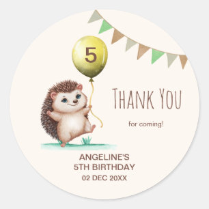 Fantasy Cute Happy Hedgehog Balloon Birthday Classic Round Sticker