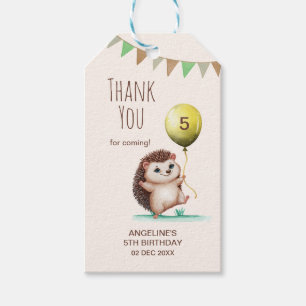 Fantasy Cute Happy Hedgehog Balloon Birthday Gift Tags