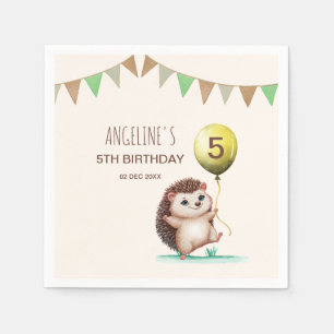 Fantasy Cute Happy Hedgehog Balloon Birthday Napkin