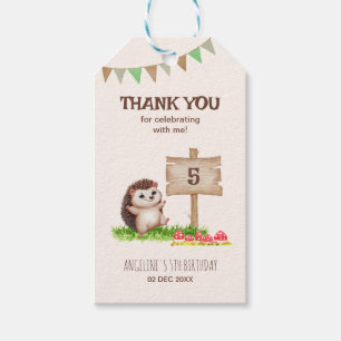 Fantasy Cute Happy Hedgehog Forest Birthday Gift Tags