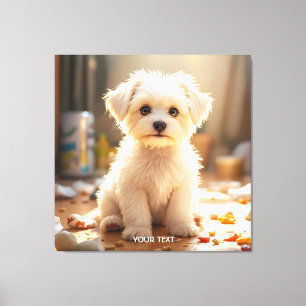 Fantasy Cute Happy Maltese Puppy Canvas Print
