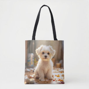 Fantasy Cute Happy Maltese Puppy Tote Bag