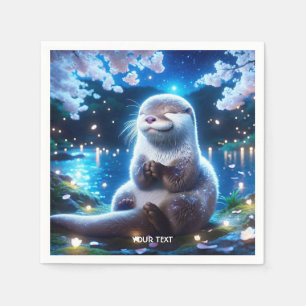 Fantasy Cute Happy Otter Night Napkin