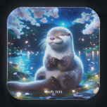 Fantasy Cute Happy Otter Night Paper Plate<br><div class="desc">Fantasy Cute Happy Otter Night . Perfect As A Birthday Gift Or For Any Kind Of Party</div>