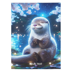 Fantasy Cute Happy Otter Night Tablecloth