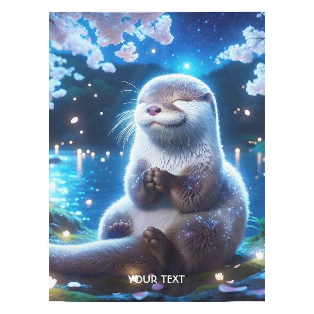 Fantasy Cute Happy Otter Night Tablecloth (Front)