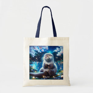 Fantasy Cute Happy Otter Night Tote Bag