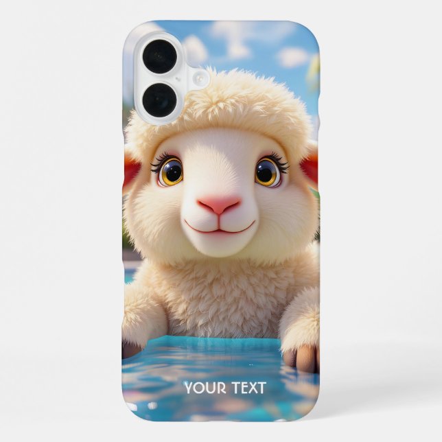 Fantasy Cute Happy Sheep Pool iPhone Case (Back)