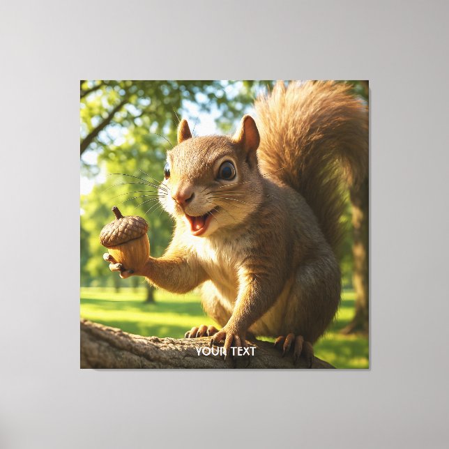 Fantasy Cute Happy Squirrel Forest Canvas Print (Front)