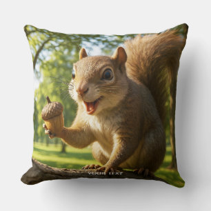 Fantasy Cute Happy Squirrel Forest Cushion