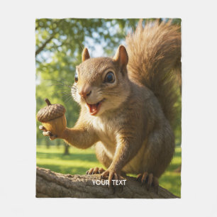 Fantasy Cute Happy Squirrel Forest Fleece Blanket