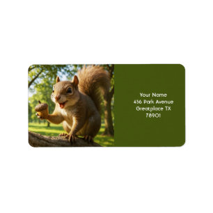 Fantasy Cute Happy Squirrel Forest Label