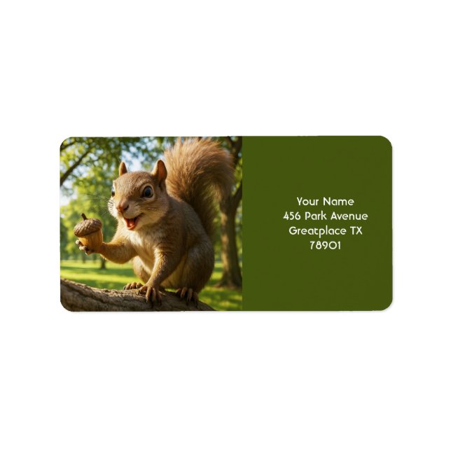 Fantasy Cute Happy Squirrel Forest Label (Front)