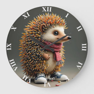 Fantasy Cute Hedgehog Sharp Needles Large Clock