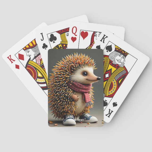 Fantasy Cute Hedgehog Sharp Needles Playing Cards (Back)
