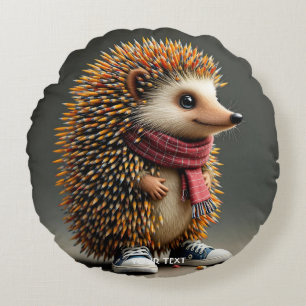 Fantasy Cute Hedgehog Sharp Needles Round Cushion