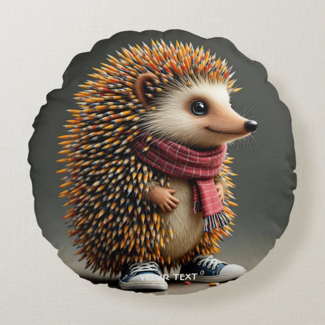 Fantasy Cute Hedgehog Sharp Needles Round Cushion (Front)