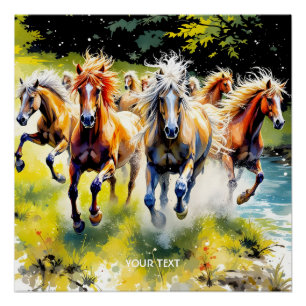 Fantasy Cute Herd Wild Horses Poster