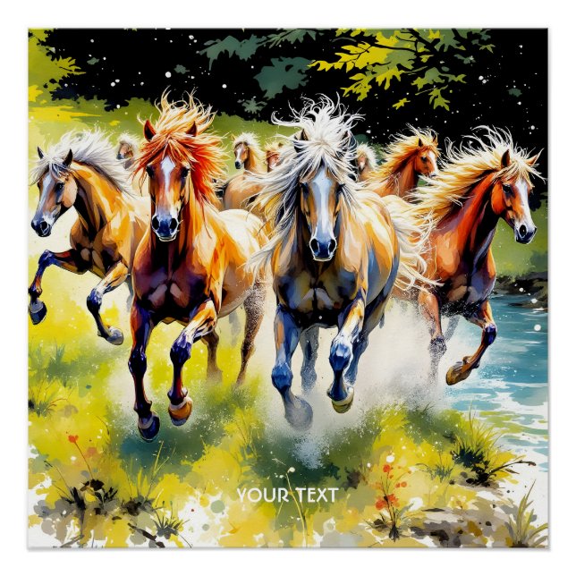 Fantasy Cute Herd Wild Horses Poster (Front)