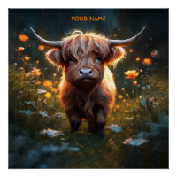 Fantasy Cute Highland Baby Cow