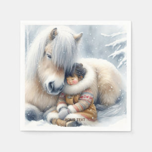 Fantasy Cute Horse Girl Winter Napkin