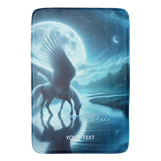 Fantasy Cute  Horse Wings Moon Bath Mat (Front Vertical)
