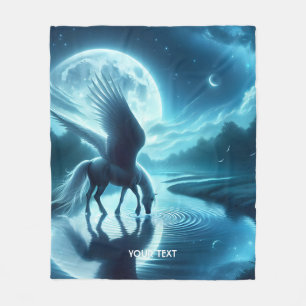 Fantasy Cute Horse Wings Moon Fleece Blanket