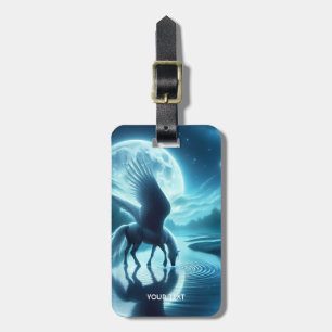 Fantasy Cute Horse Wings Moon Luggage Tag